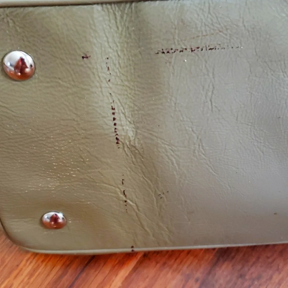 Coach F15658 signature kiss lock carryall never full olive green stiched pattern - Picture 11 of 13